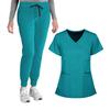 Women's Loose And Comfortable V-neck Short Sleeved Workwear With Top And Beauty Suit Set