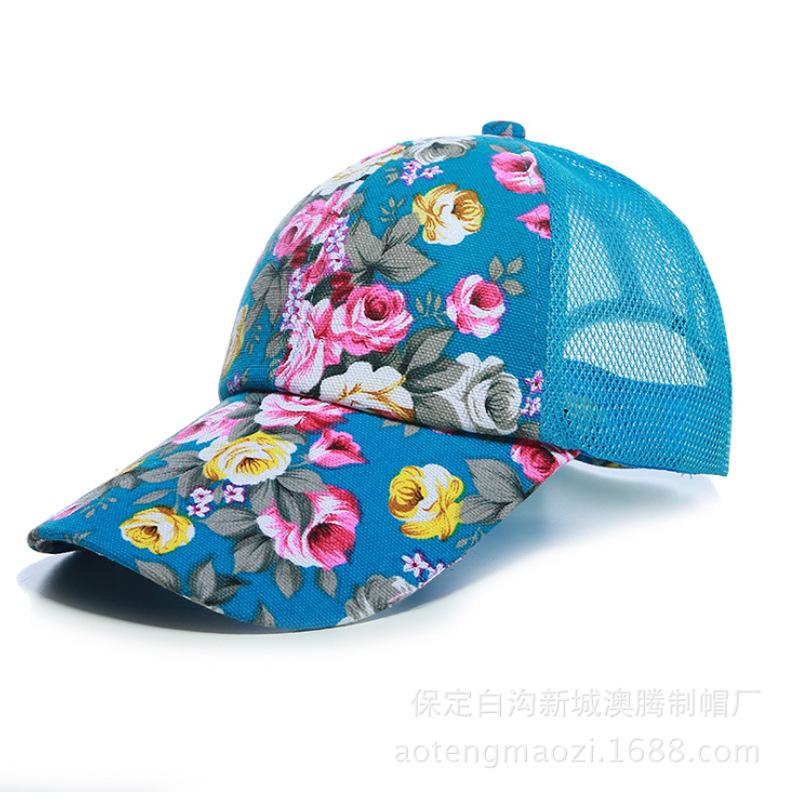 Hat Summer Ladies Baseball Cap Sunshade Sunscreen Floral Mesh Cap, Starting from Approval
