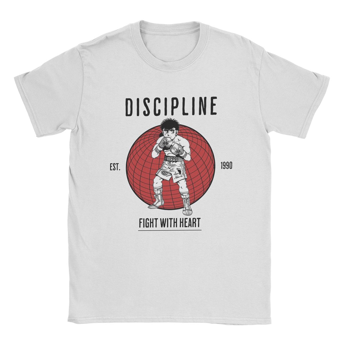 

Футболка Hajime No Ippo Discipline Anime для мужчин, новинка, футболки из чистого хлопка, короткий рукав, круглый вырез, топы больших размеров M белый