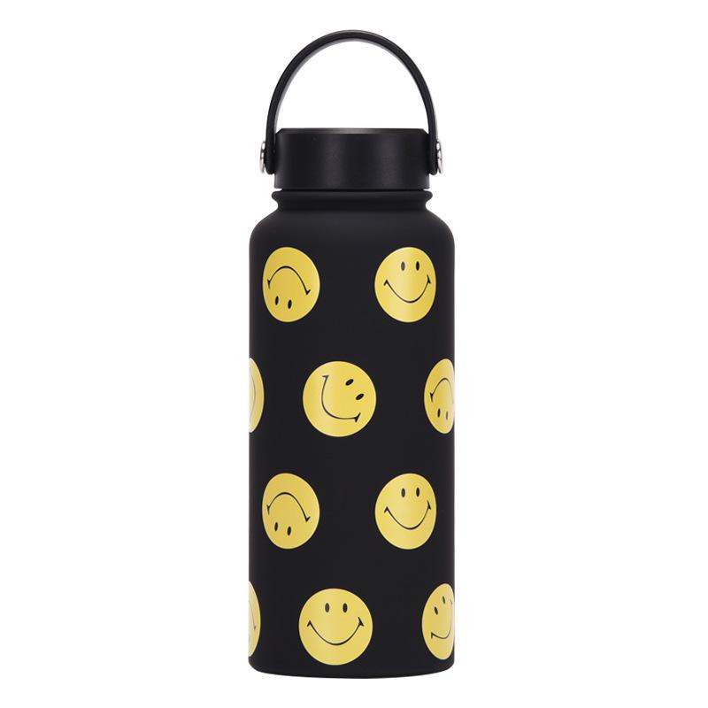 1L Thermos Cup Large Capacity Wide Mouth Portable Vacuum Sports Kettle Outdoor Printing Water Cup Female