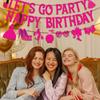 Let's Go Party Happy Birthday Banners for Women, Hot Pink Princess Banners for Girl Doll Theme Party Ladies Birthday, Cute Photo Backdrop, 21st Bday