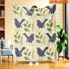 1pc 2D Flat Printing Spring & Summer New Arrival for Blue Bird and Green Leaf Themed Digital Print Blanket, Suitable for All Seasons, Casual Throw, 10