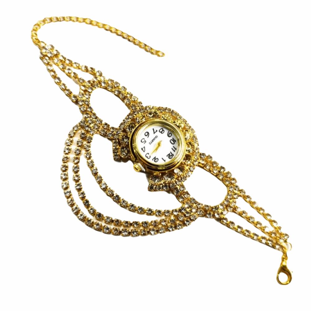 Zinc Alloy Strap Bracelet Watch Gold Ladies Wristwatches New Women Quartz Watch Gifts