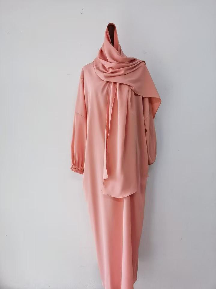 Yiduo Duo New Middle East Hijab Long Robe - Solid Color Simple Dress 21499