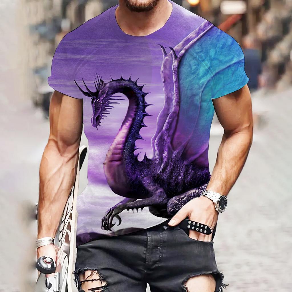 3D Digital Printing T-Shirt Teen Men's Short Sleeve Top Versatile Breathable
