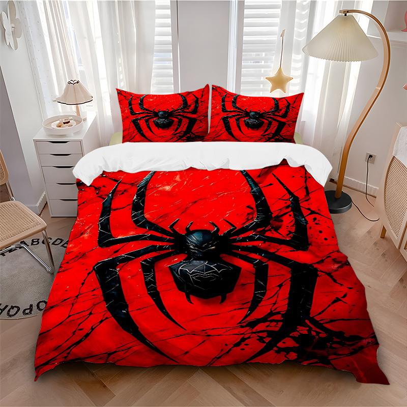 

3pcs Spider Symbol Bedding Set, Includes 1 Comforter + 2 Pillowcases, Without Pillow Inserts, Soft Comfortable, Lightweight Breathable, Prin 135x200cm