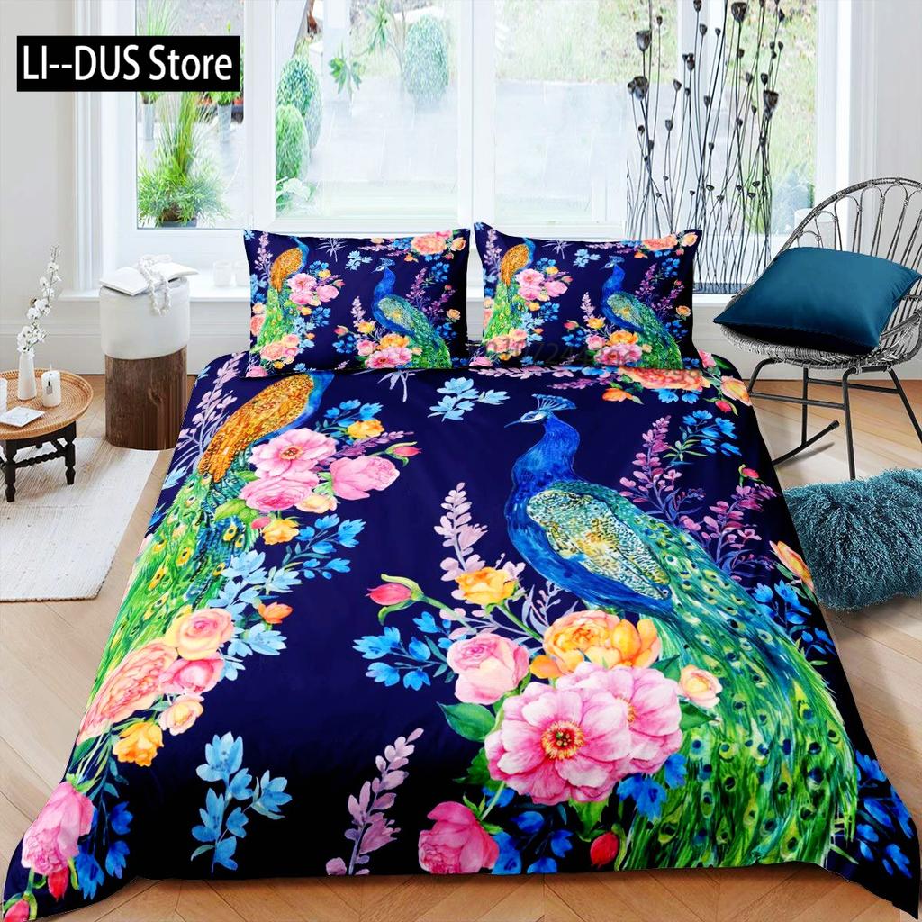 Peacock Comforter Cover Bedding Set For Kids Adults Girls Animals Duvet Cover 1 Duvet Cover With 2 Pillowcases King Queen Size