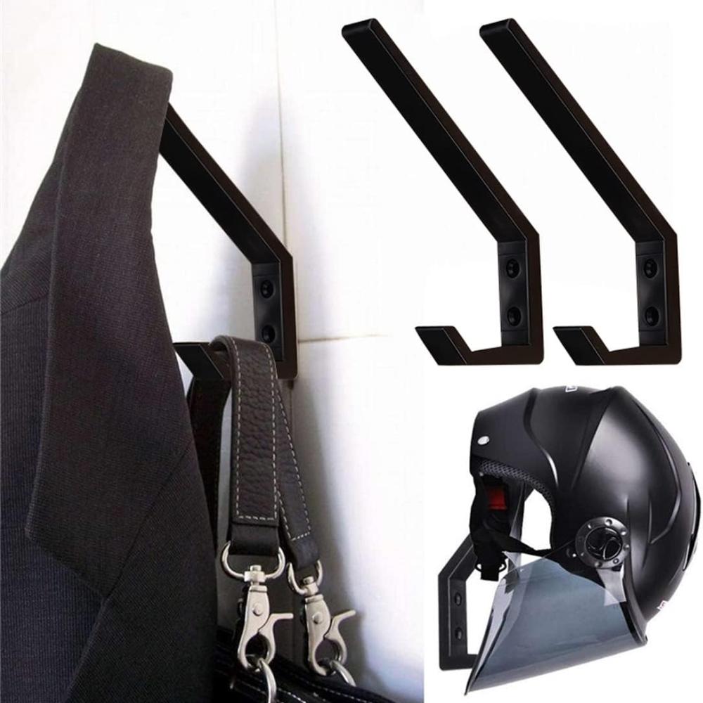 2 Pack Motorcycle Helmet Hooks, Multipurpose for Jackets, Keys, Bags, Heavy Duty Wall Hooks for Kitchen Cabinets and Home Doors