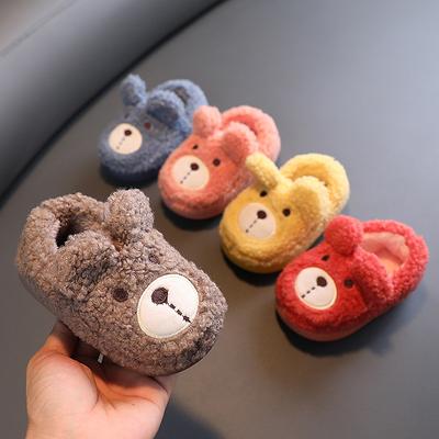 Pantoufles en coton pour bébé, Pantoufles en coton à dessins animés pour garçons d'automne et d'hiver, Sacs d'intérieur et Chaussures en coton chaudes d'hiver pour enfants