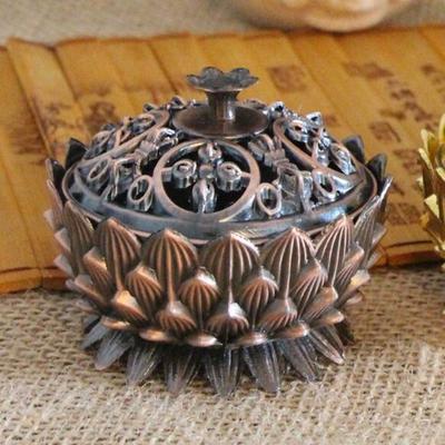 Retro Lotus Tütsülük Brülör Kömür Yakma Kabı Vintage Tibet Bakır Buda Sandal Ağacı Buhurdanlık Ev Ofis İç Mekan Dekoru
