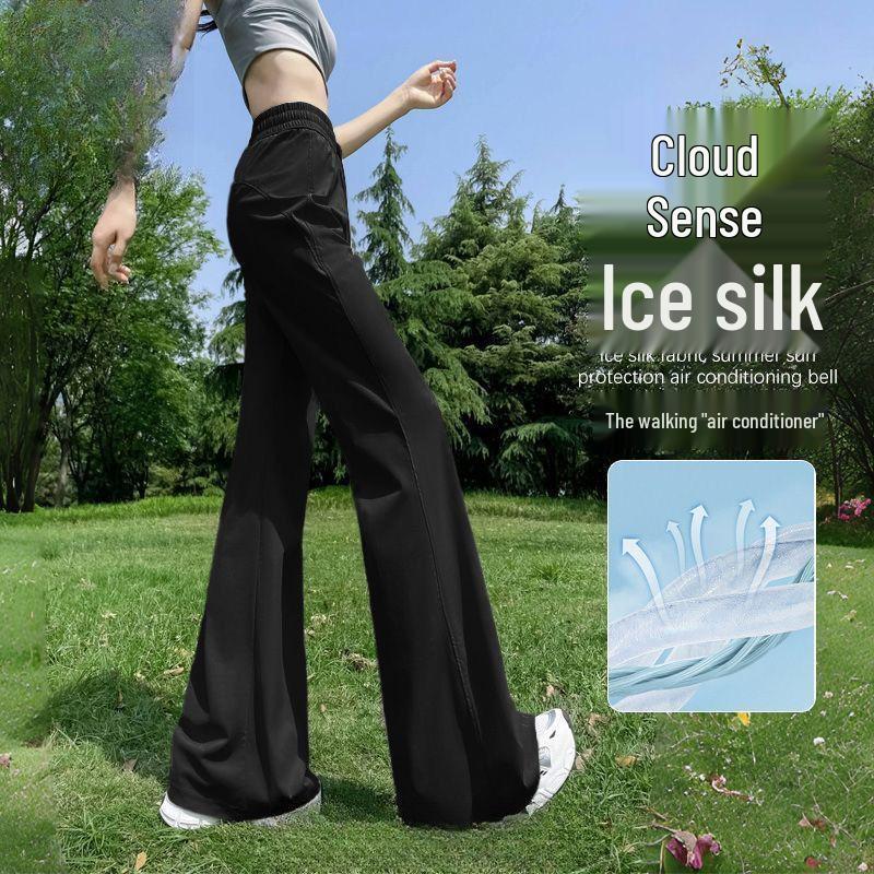 

Ice Silk Women s Micro-Flare Wide-Leg Pants - Summer 2026 Casual, Cool, Breathable, Sun-Protective Sports Pants M (Weight 100-115 lbs)
