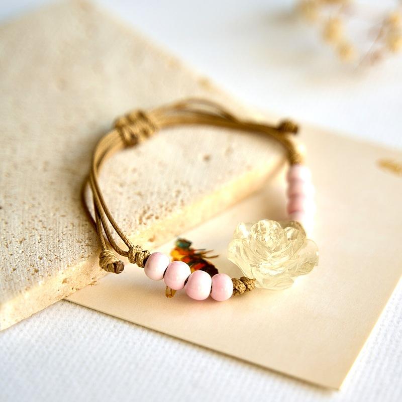 New Chinese Flower Woven Bracelet Wholesale Hot-selling Retro Jewelry Ethnic Style Ceramic Bracelet Accessories