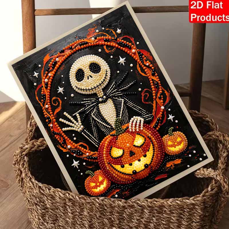 Halloween Jack Skellington Pumpkin Pearl Painting Art Kit Handmade Diy Home Decorations