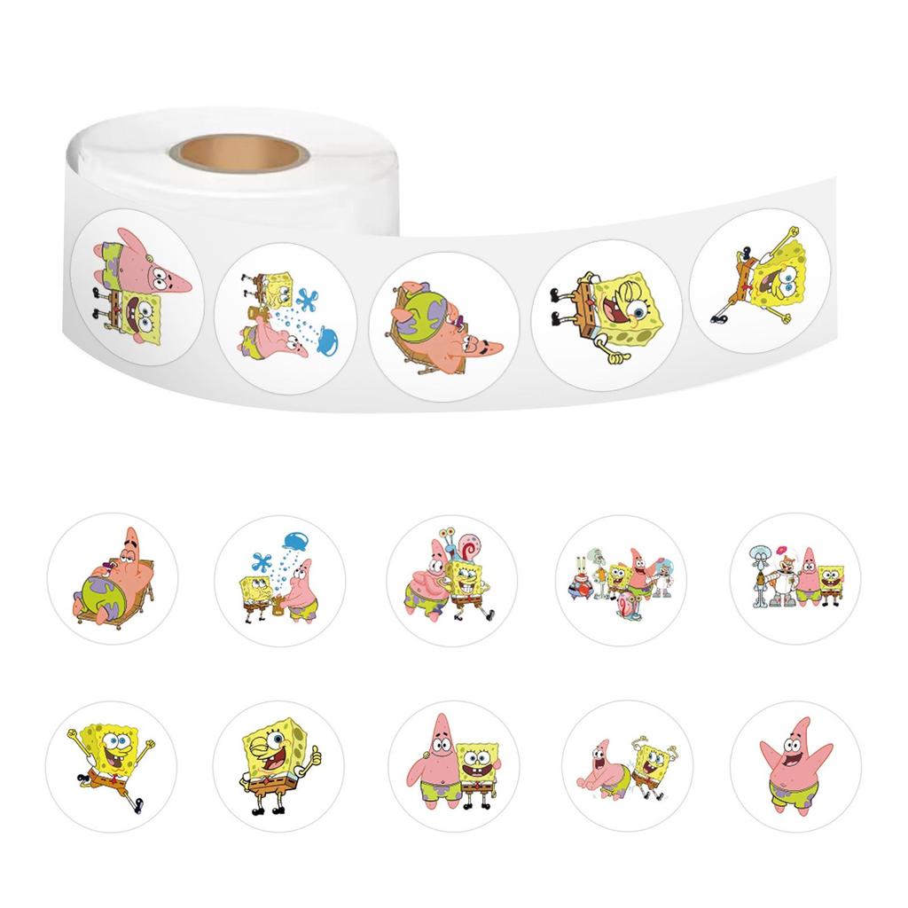 SpongeBob Decorative Sealing Stickers - 500 Stickers/Roll for Student Notebooks