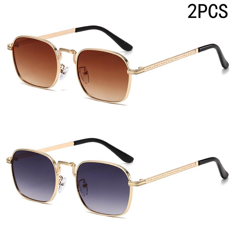 2PCS Latest Trendy Sunglasses - Square Oval Style With Black Tint Featuring Unique Designer And Uv Protection.2402