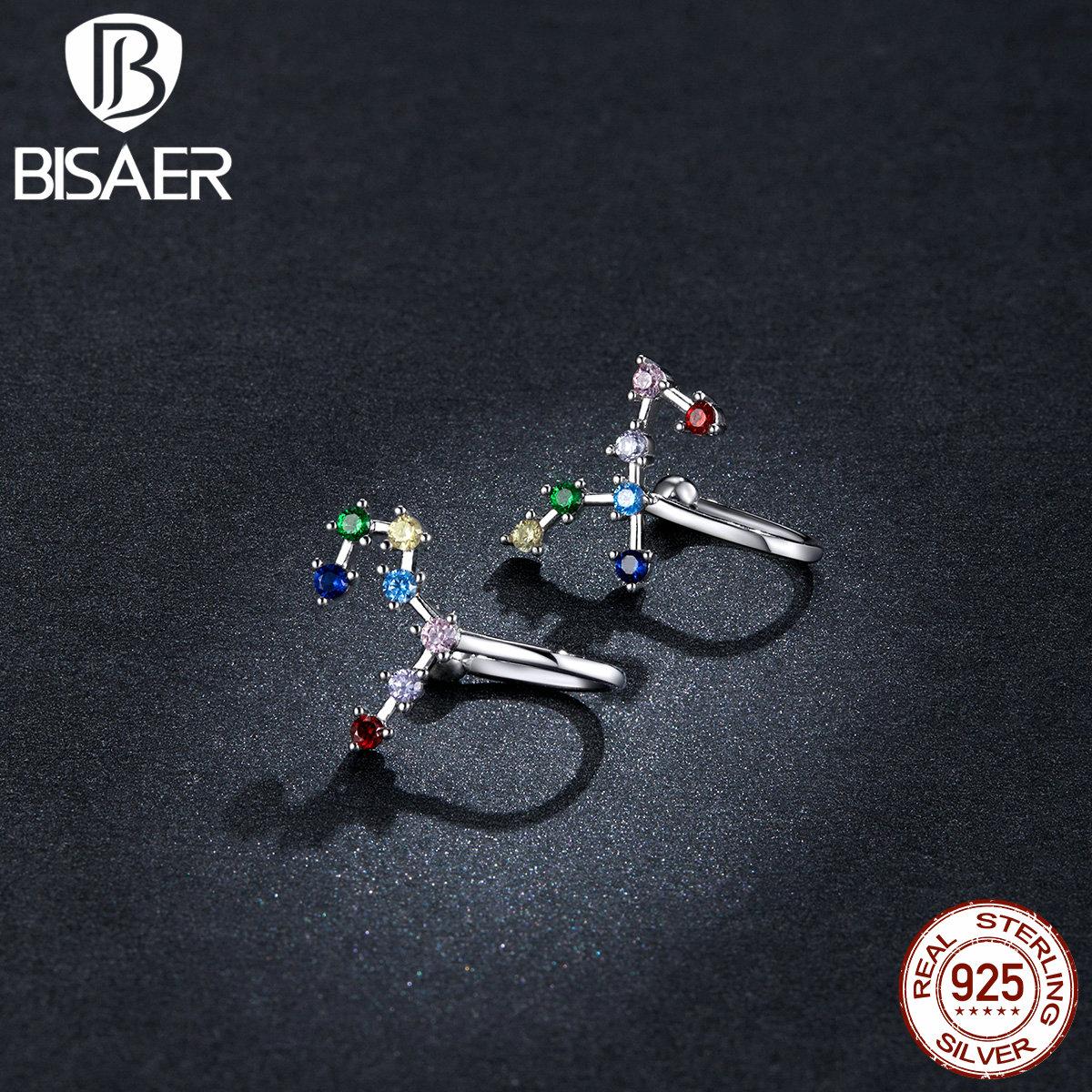 

BISAER настоящие серьги-гвоздики из стерлингового серебра 925 пробы со звездами для женщин, модные гипоаллергенные серьги-гвоздики 925 silver