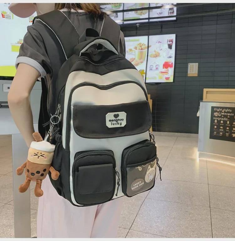Stylish Large-Capacity Korean School Backpack for Girls with Durable Wide Shoulder Straps