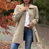 Women S Solid Color Turn Down Collar Woolen Coat Casual Autumn Winter