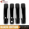 For 2009-17 2018 Dodge Ram 4 Door Handle COVERS GLOSS BLACK W/ KH W/ 2 SMTKH
