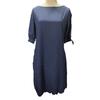 Lady Dress Three Quarter Sleeves Round Neck Plus Size Solid Color Soft Breathable Sexy Loose Knee Length Bead Decor