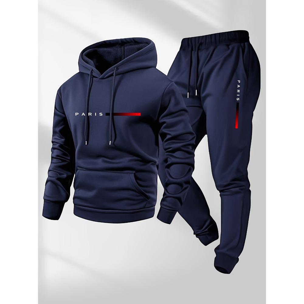 Ensemble Hoodie et Pantalon de Jogging Simple à Rayures Imprimé 3D pour Homme Sweatshirts Pantalons de Jogging Ensemble Décontracté Deux Pièces