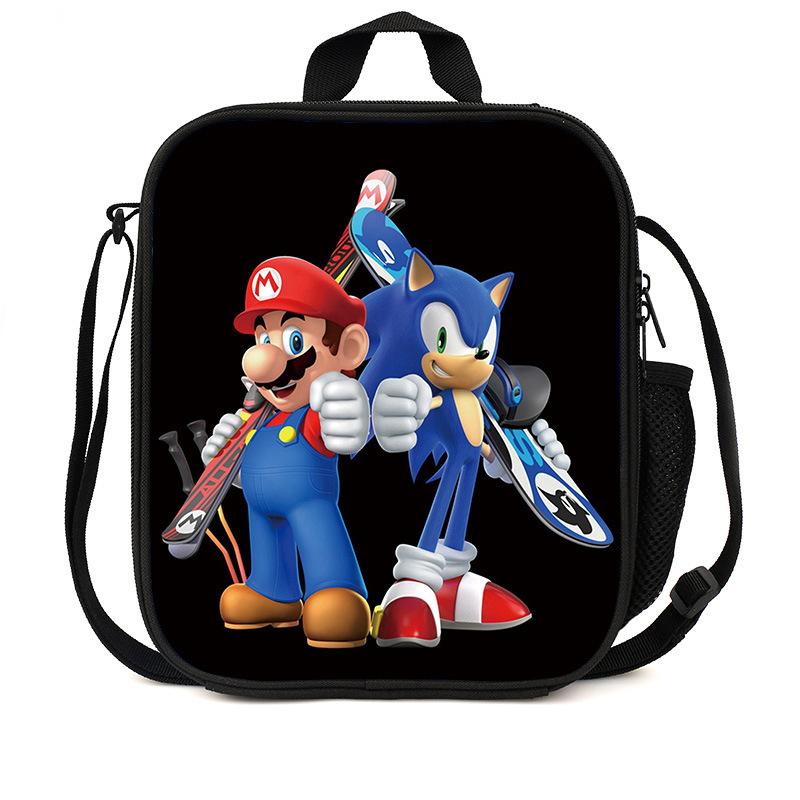 Sonic Lunch Bag Student Picnic Bag Oxford Cloth Cartoon Printed Portable Lunch Box Bag