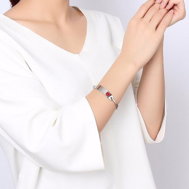 When I'm Dead Just Throw Me in The Trash Medical Alert ID Bracelets for Women Stainless Steel Elegant Personalize Cuff Bangle