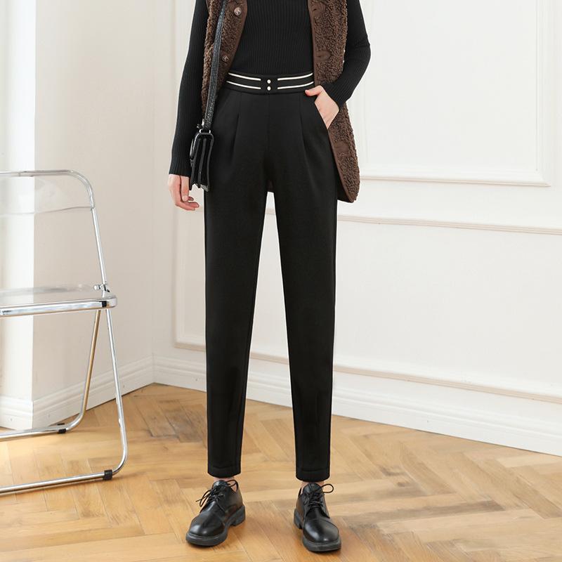 

HI-FASHION Брюки Женские Корейский Стиль Повседневные Высокая Талия Корейские Офисные Женские Элегантные Черные Прямые Брюки Брюки Брюки