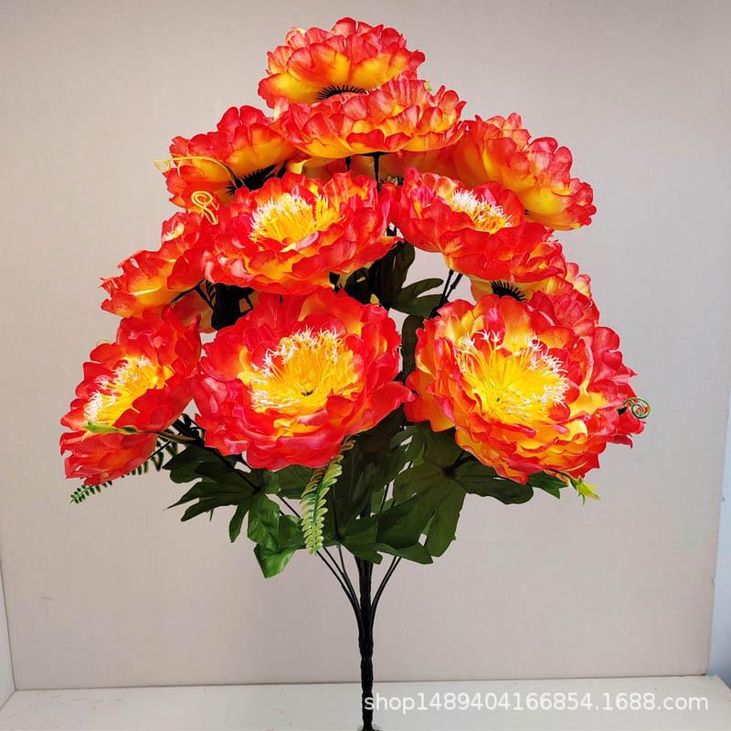 Artificial Flower 18 Heads Flash Peony Put Flower Living Room Decoration Silk Flower Indoor Flower Fake Flower