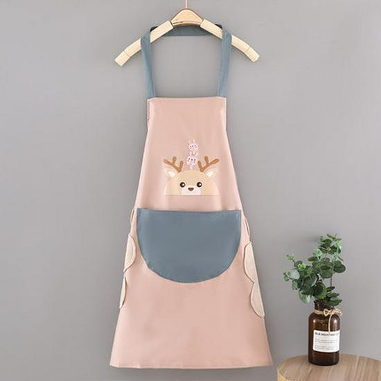 Wipeable Japanese-Style Apron: Fashionable, Waterproof, Oilproof for Women