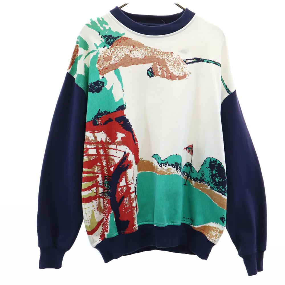 LONDON FOG 90s Old Golf Print Long Sleeve Sweat Trainer M Men's Used