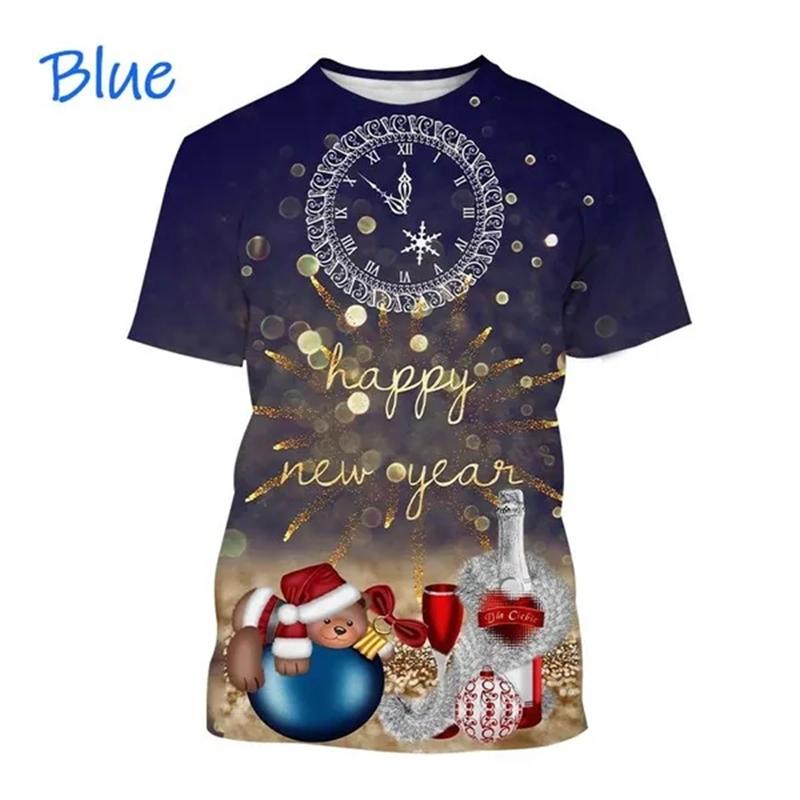 Happy New Year! Hot Selling Men And Women 3D Printed T-Shirt Short Sleeve Fashion Casual Christmas Art T-Shirt Unisex Tops Tees