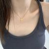 Elegant Titanium Steel Cross Necklace for Women, 18K Gold-Plated Pendant, Versatile Clavicle Chain.