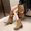 Fashion High Quality Wasteland  Style Vintage Detachable Boot Barrel Western Boots for Women Black Belt Straps Boot Shoes