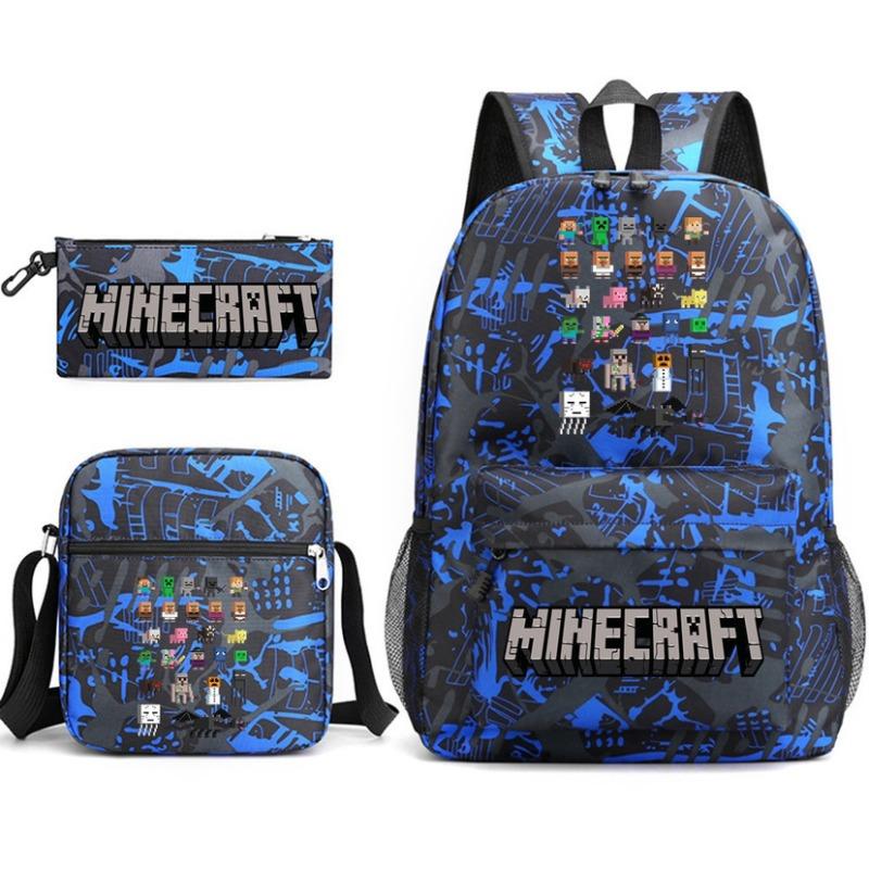 School Bag, Peripheral Printing Three-piece Set, Student School Bag, Backpack, Messenger Bag, Pencil Bag.