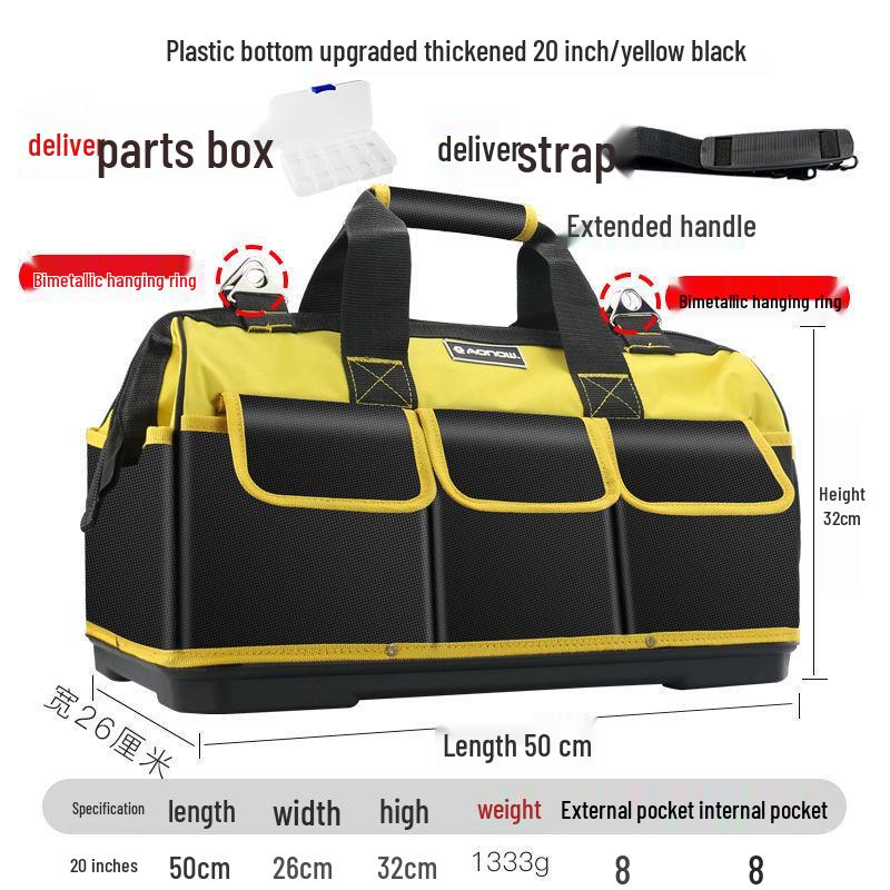 Multifunctional Oxford Cloth Electrician Tool Bag with Plastic Base