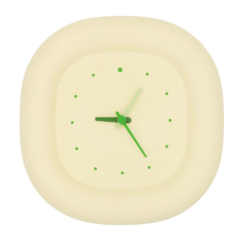Noiseless Bubble Shape Desk Clock ABS Creamy Yellow Modern Wall Clock Battery Operated Home Office Desktop Decoration