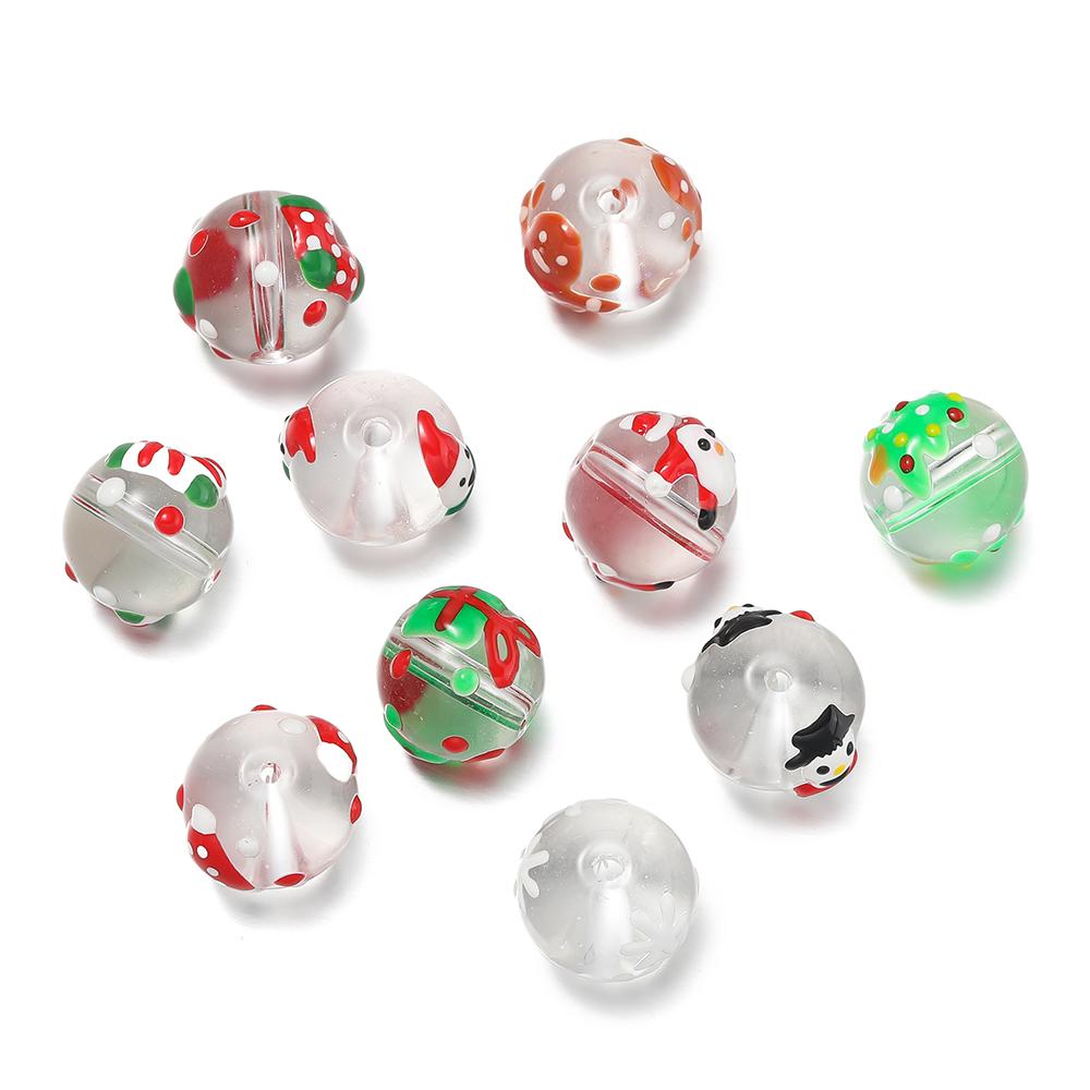 

5pcs/lot Christmas Elements Glass Beads Loose Spacer Beads For Jewelry Making DIY Bracelet Necklace Accessories 5pcs