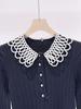Women's 2025 Autumn/Winter French Fashion Beaded Dress with Detachable Doll Collar