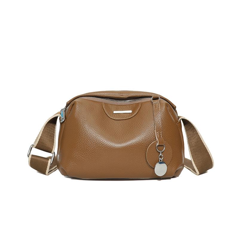 

Real cowhide women s bag new trendy fashion large capacity shoulder messenger bag first layer cowhide коричневий
