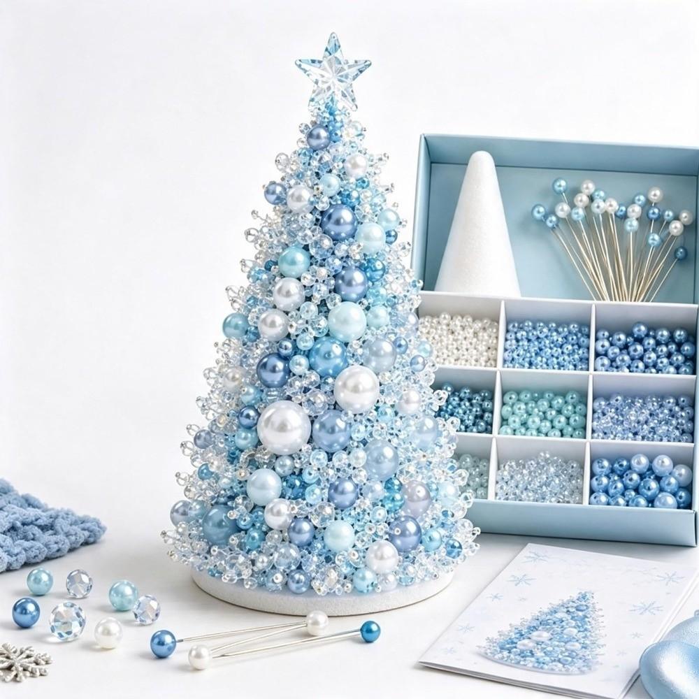 Colorful Dreamy Beaded Christmas Tree DIY Kit Tabletop Beaded Christmas Tree  Family Holiday