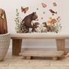 Self-adhesive Forest Style Bear and Squirrel Wall Stickers for Kids Room Bedroom Warm Home Decor
