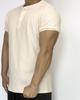 Pasiensia Muscle Fit Waffle Henley Neck Short Sleeve Ivory