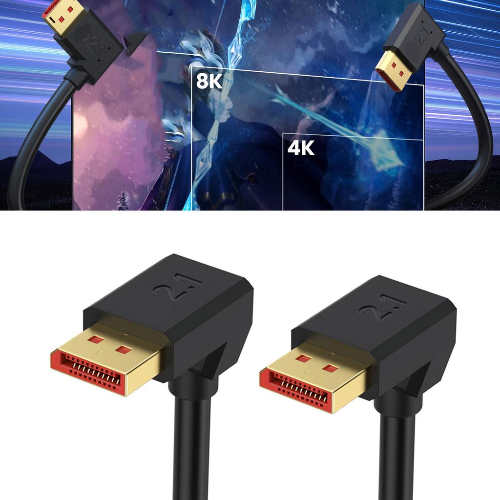 Flexible Angled 2.1 Video Cable 16K Resolution 54Gbps Transmission 8K120Hz 4K240Hz For Gaming Monitors