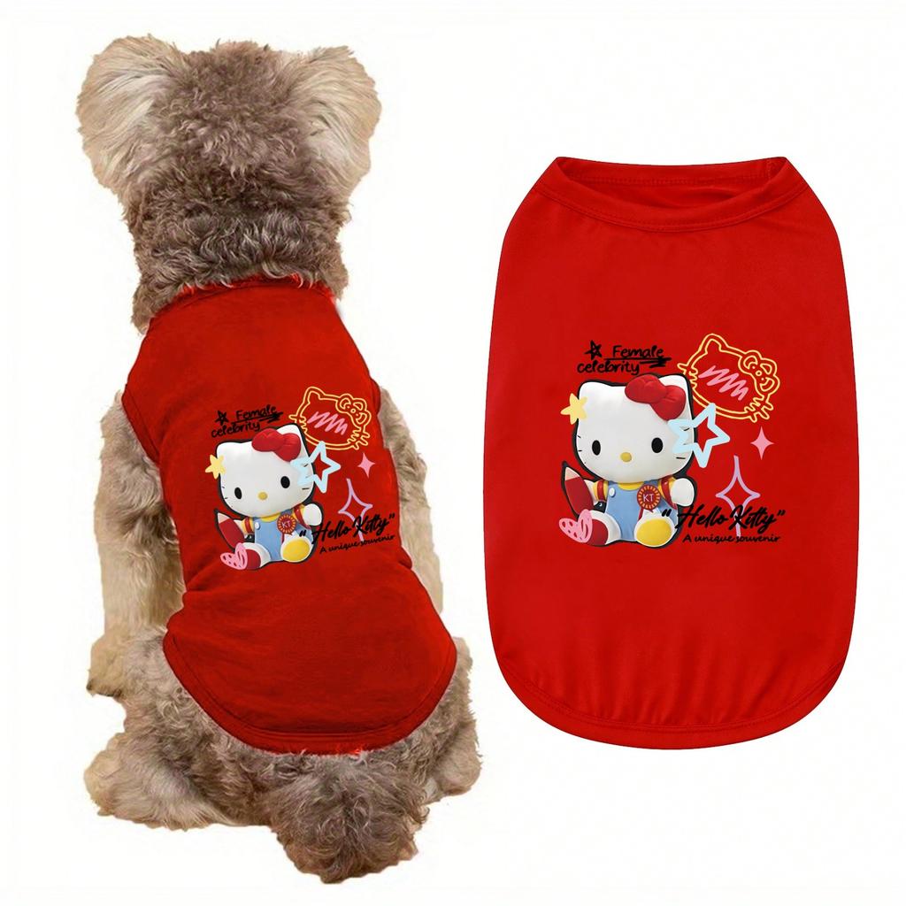 1PC   Toy Hello Kitty printed pet vest, soft and breathable round neck pet vest