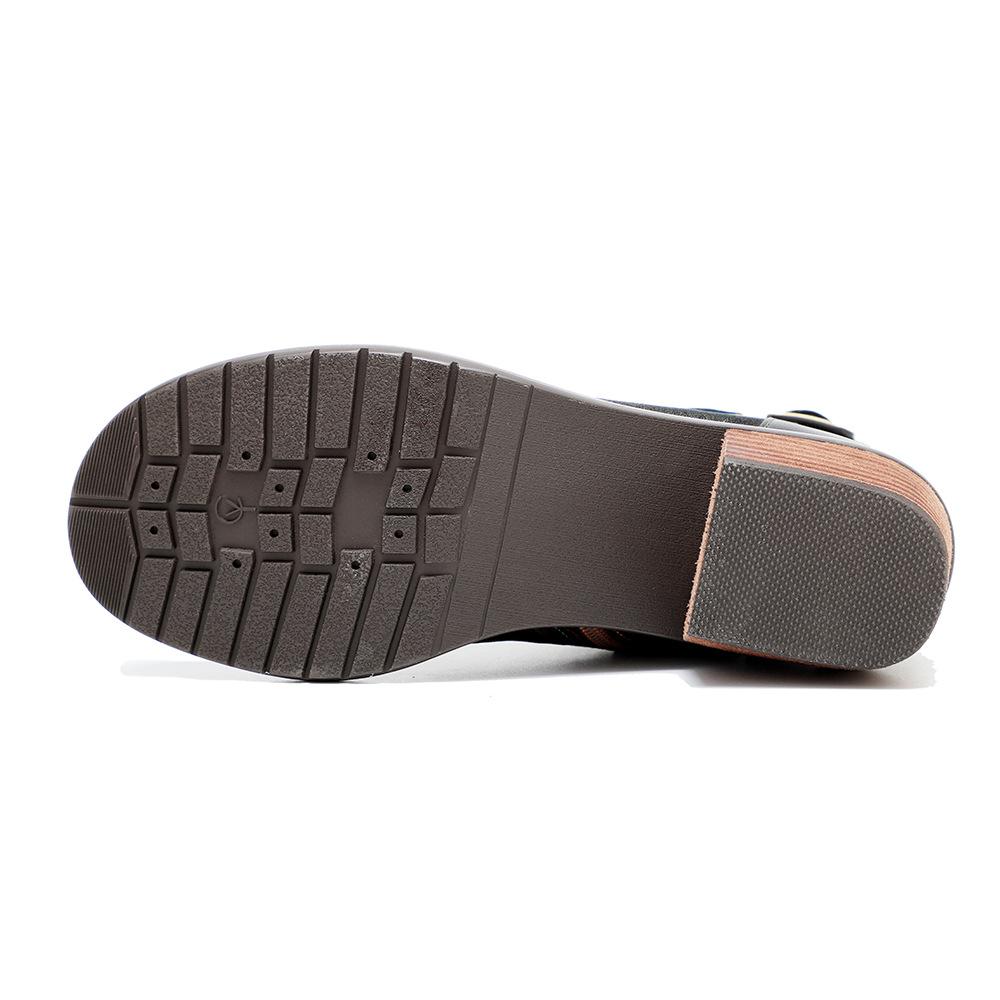 Johnature Handmade Printing Contrast Short Boots Retro Casual Comfort Genuine Leather Women Shoes
