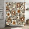 Vintage Floral Shower Curtain Waterproof Bathroom Decor with Fresh White Flowers In Brown for Home Decoration Size72 X 84 (180cm
