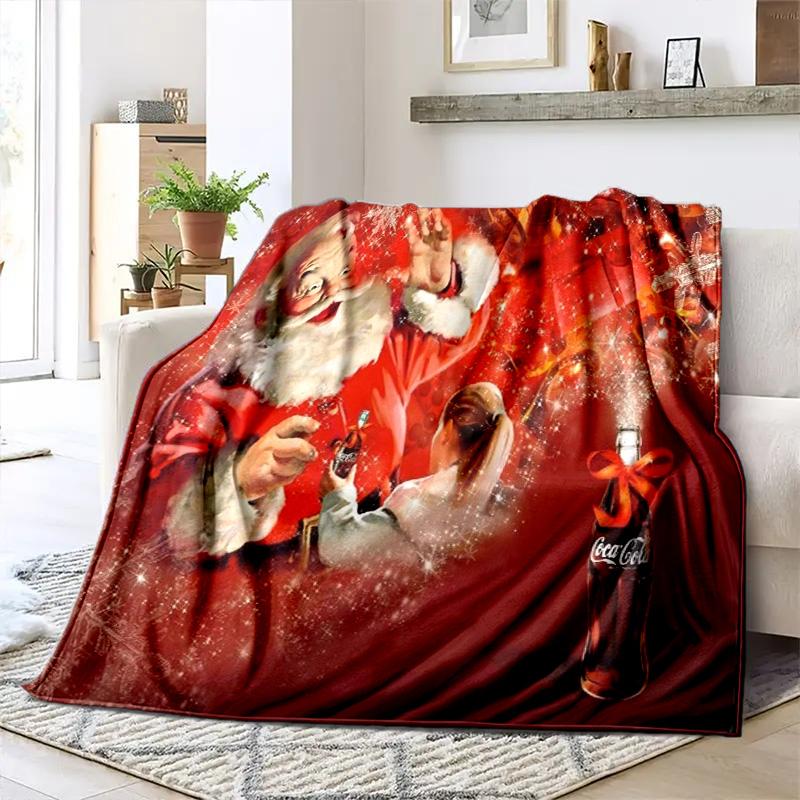 Christmas Gift Halloween Themed Cola Beverage Coca Cola Blanket Soft Home Furnishing Nap Decoration Four Seasons Warm Sherpa Blanket U18