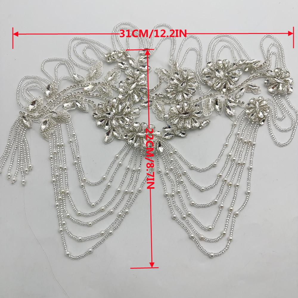 Hot Sell New Handmade Sew on Rhinestone Bodice Patches for Wedding Party DIY as picture