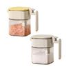 Set of 2 Seasoning Pots with Seal Salt and Sugar and Storage Box Spoons, Caps, Moisture-Resistant, One-Touch Opening, One-Handed Operation,